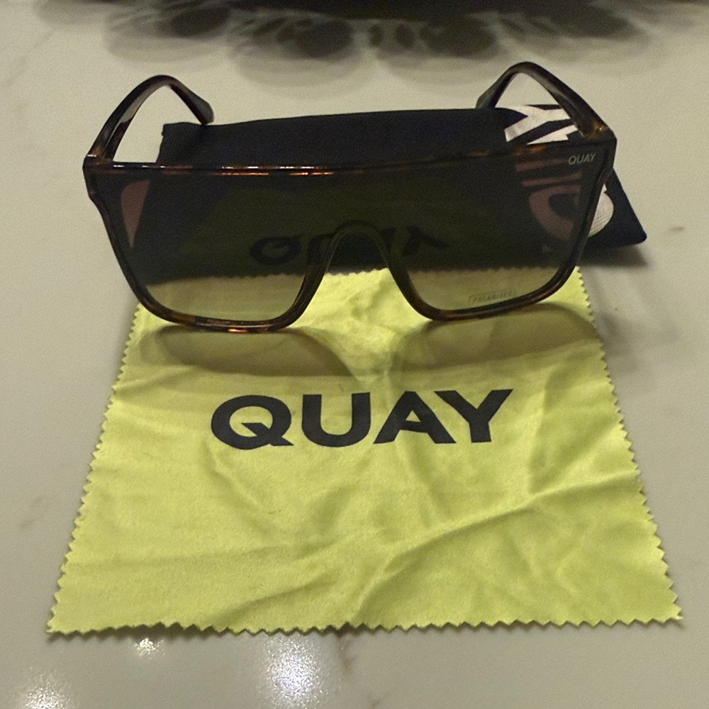 Quay Australia Tortoiseshell Brown Shield Sunglasses
